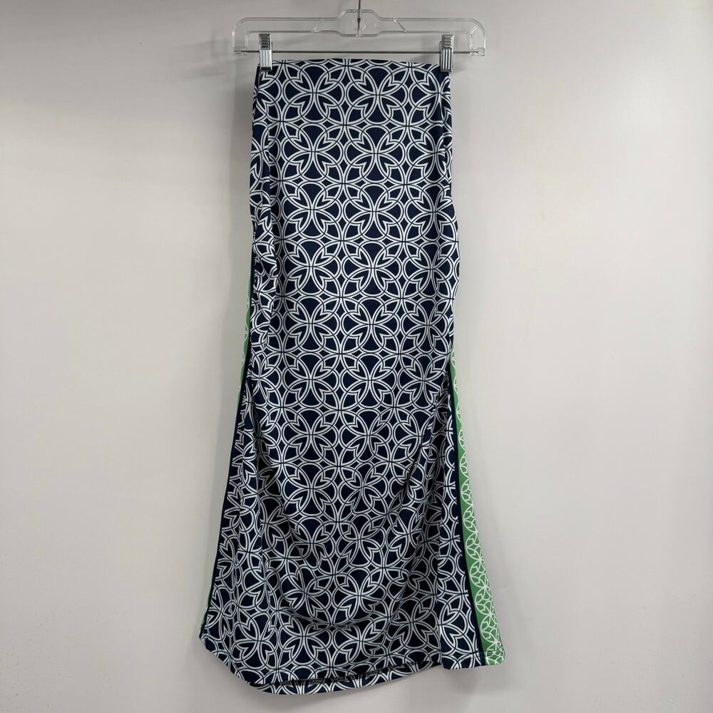 Gretchen Scott Geometric Strapless Tube Dress Women's XL Blue White Green Beach
